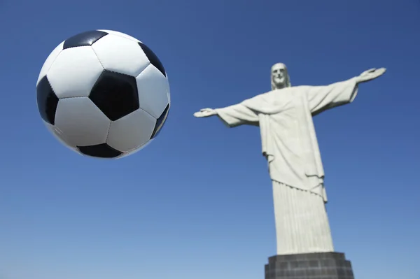 Brasil Futebol Bola de Futebol Corcovado Rio de Janeiro — Fotografia de Stock