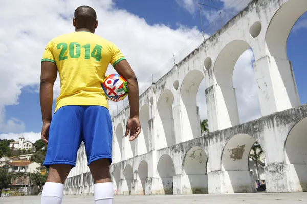 Brasilianischer Fußballspieler 2014 Hemd internationaler Fußball Rio — Stockfoto