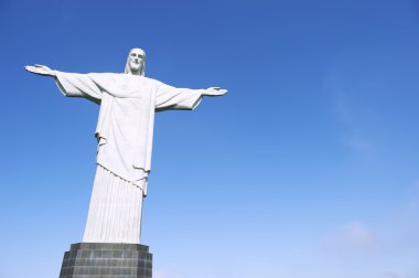 Corcovado İsa kurtarıcı mavi gökyüzü yatay