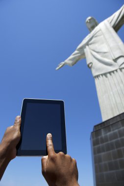 corcovado rio Brezilya tablet kullanarak Brezilyalı turizm seyahat