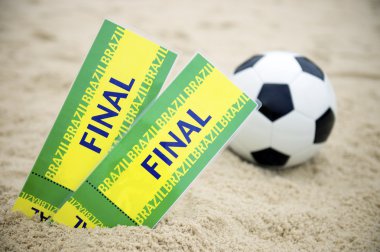 Two Brazil Final Tickets Football Soccer Ball Beach
