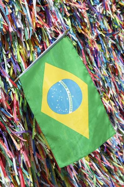 Pita Harapan Bendera Brasil Bonfim Salvador Bahia — Stok Foto