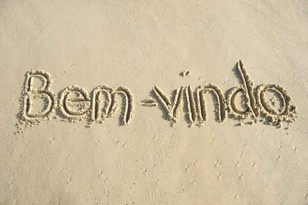 Brazil Bem-Vindo Welcome Message in Sand — Stock Photo, Image