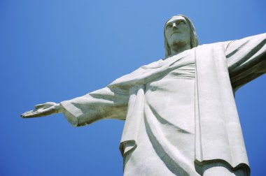 Corcovado İsa kurtarıcı mavi gökyüzü yatay