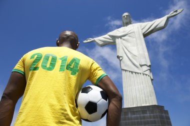 Brezilyalı futbol Futbol oyuncu 2014 gömlek corcovado rio de Janeiro'da