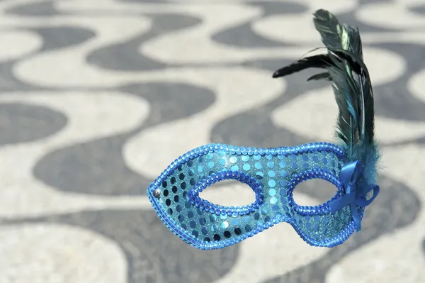 Mascara de Carnaval de Río Copacabana Sidewalk —  Fotos de Stock