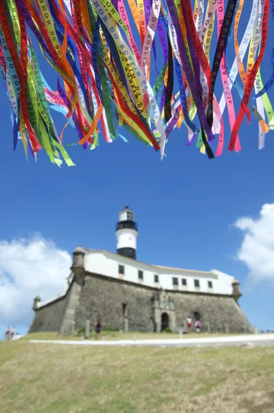 Barra salvador Brezilya deniz feneri dilek şeritler — Stok fotoğraf