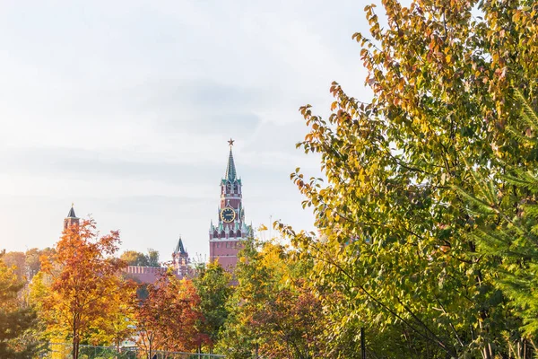 Пейзаж Московского Кремля Осеннем Парке Деревьев Зарядье Концепция Обоев — стоковое фото