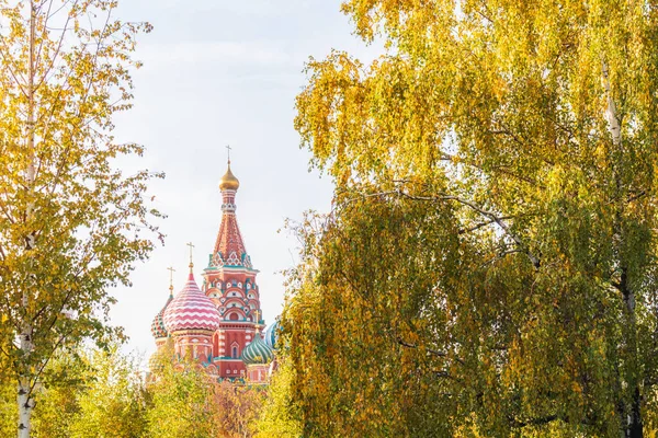 Paisagem Moscou Igreja Basil Outono Árvores Parque Zaryadye Concept Papel — Fotografia de Stock