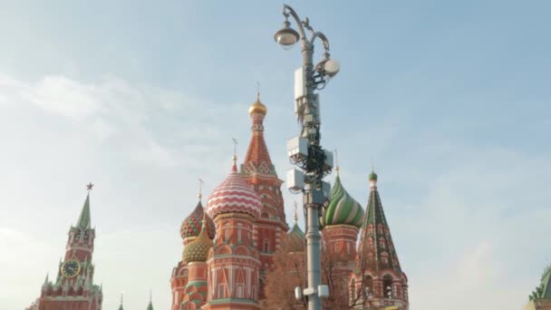 Cellulaire Antena Mast Toren Kremlin Moskou Centrum Stad Concept Telecommunicatie — Stockvideo