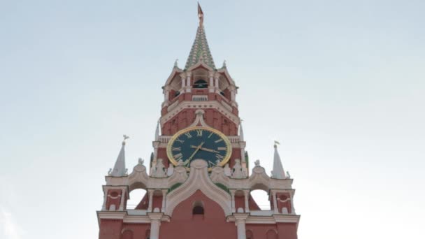 Spasskaya Toren Van Het Kremlin Moskou Grote Klok Bel Rinkelen — Stockvideo