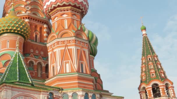 Kerk Van Basilius Gezegende Moskou Blauwe Hemel Dag Concept Kunst — Stockvideo