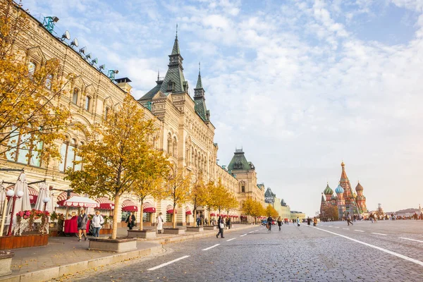 Красная Площадь Церковь Василия Гума Мощеные Камни Московская Осень — стоковое фото