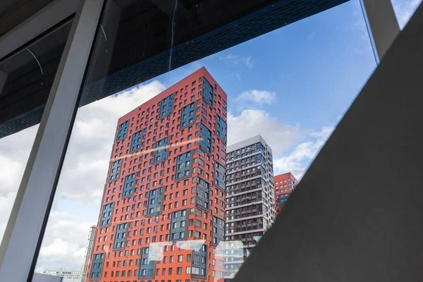 Modern Gekleurde Gebouwen Stad Residentieel Vastgoed Gebied Rood Concept Nieuwe — Stockfoto