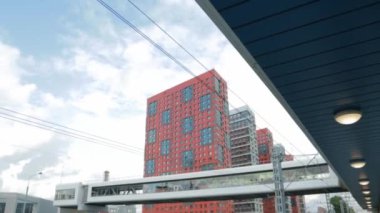 modern renkli binalar şehir yerleşim bölgesi kırmızı kavram yeni gelişim..
