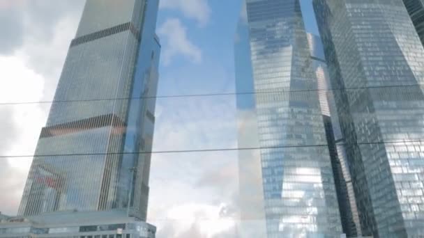 Moscow City Business Window Transport Concept Cityscape View — Stock Video