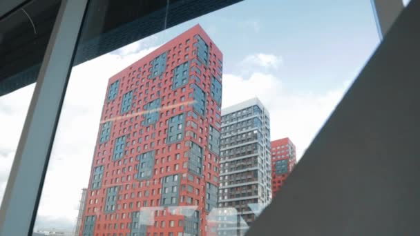 Moderna Färgade Byggnader Stad Bostadsområde Röd Concept Utveckling — Stockvideo