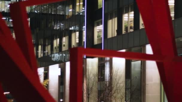 Modern Office Mimarisi Night Light Tech Geometri Çizgileri Konsept Tasarım — Stok video