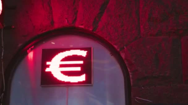 Cambio Valuta Dollaro Euro Segno Neon Strada Pubblicità Soldi — Video Stock