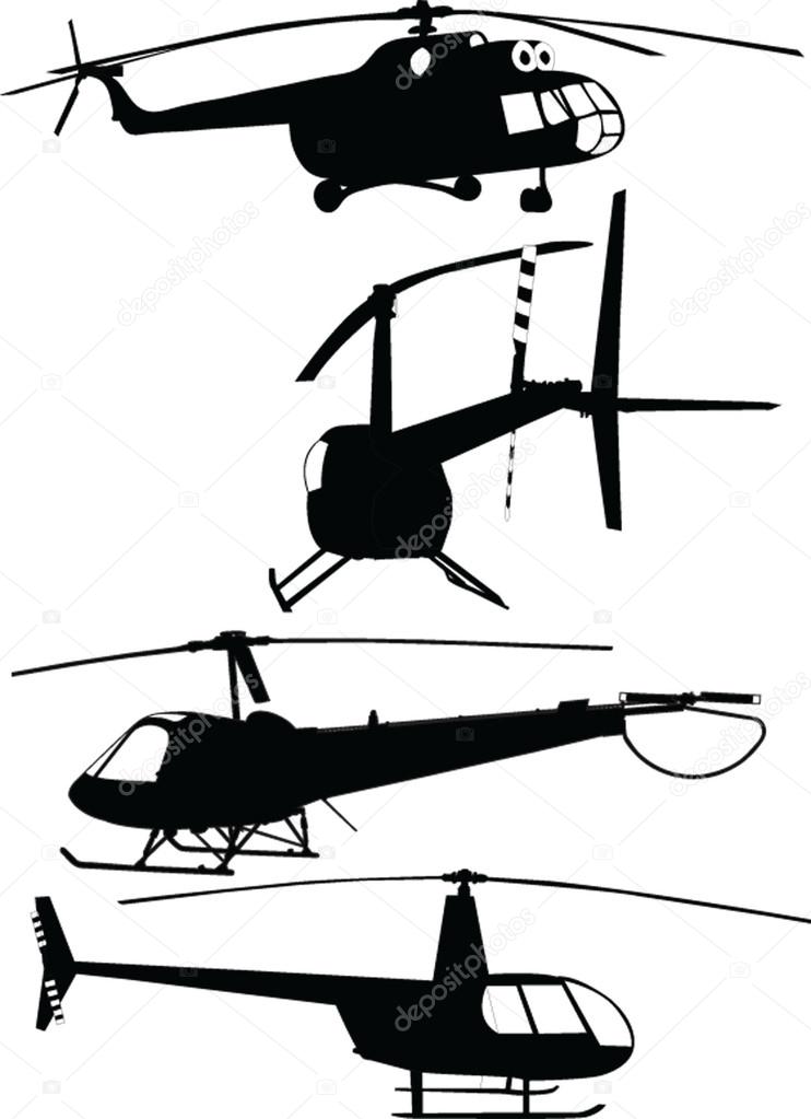 Helicopters collection - vector