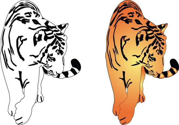 Silueta de tigre - vector — Archivo Imágenes Vectoriales