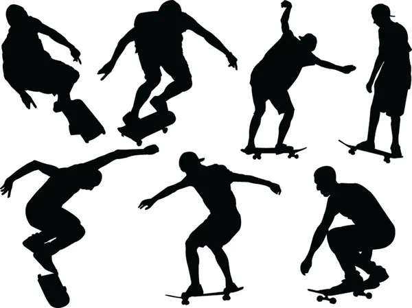 Skateboard silhuett - vektor — Stock vektor