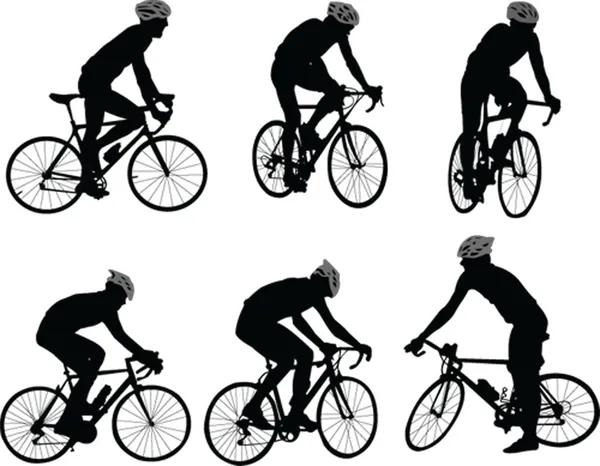 Silhouette des cyclistes - vecteur — Image vectorielle