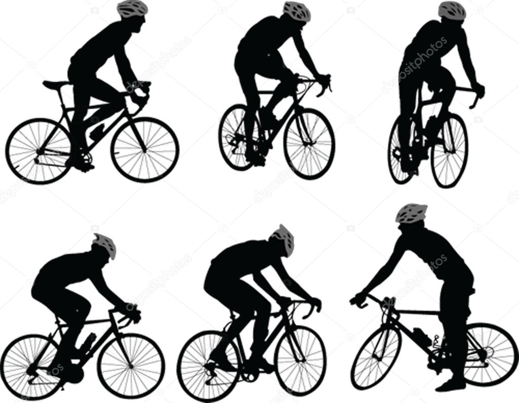 Bicyclists silhouette - vector
