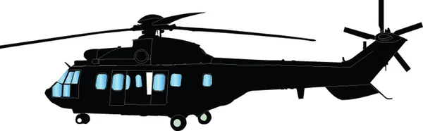 Silueta de helicóptero - vector — Vector de stock