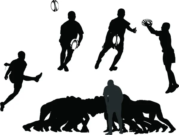 Collection de joueurs de rugby - vecteur — Image vectorielle