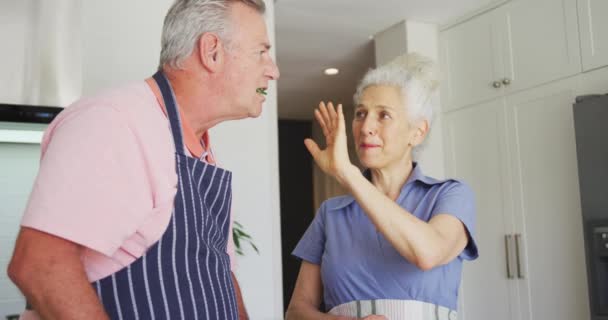 Animatie Van Een Gelukkig Blank Seniorenpaar Dat Schorten Draagt Die — Stockvideo