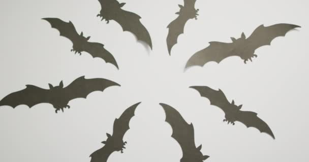 Cyfrowa Animacja Wielu Ikon Halloween Bat Szarym Tle Halloween Wakacje — Wideo stockowe