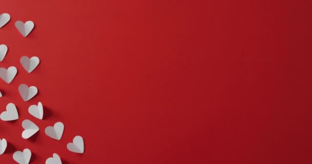 Cuori Carta Rosa Sfondo Rosso San Valentino San Valentino Amore — Video Stock