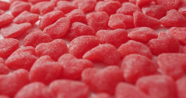 Hartvorm Snoep Roze Achtergrond Valentijnsdag Valentijnsdag Liefde Feest Concept — Stockvideo