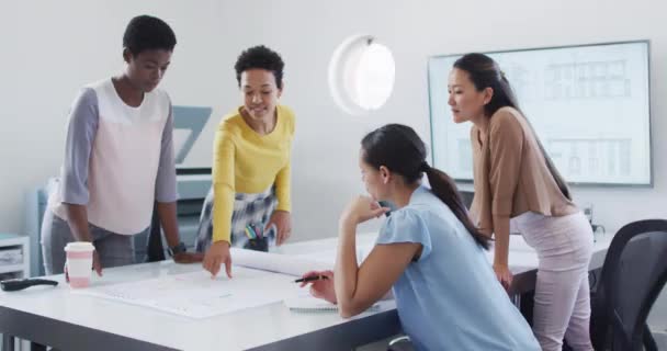 Group Diverse Businesswomen Working Together Creative Office Independent Creative Business Stock Footage