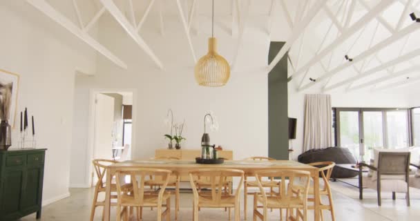 Vista Geral Sala Jantar Luxo Com Mesa Cadeiras Design Interiores — Vídeo de Stock