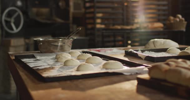 Animacja Bułek Pieczywa Przygotowana Pieczenia Praca Piekarni Tradycyjne Niezależne Małe — Wideo stockowe