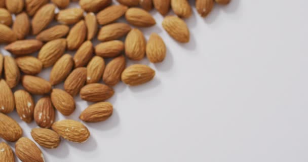 Video Almond Latar Belakang Putih Makanan Vegan Segar Tanaman Berbasis — Stok Video