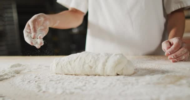 Animation Hand Asian Female Baker Preparing Sourdough Bread Working Bakery — Stock Video