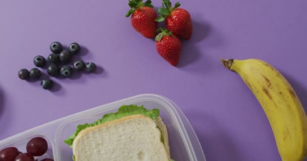 Video Von Gesundem Lunchpaket Mit Obst Und Gemüse Frische Vegane — Stockvideo