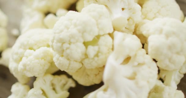 Video Primer Plano Floretes Coliflor Fresca Alimentos Fusión Verduras Frescas — Vídeo de stock