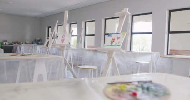 Video School Class Easels Prepared Art Lessons Primary School Education — Vídeo de Stock