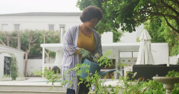 아프리카 미국인 정원에서 비디오 정원에서 여가를 보내는 — 비디오