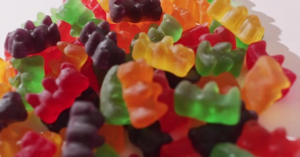 Vídeo Doces Geleia Coloridos Alimento Colorido Doces Petiscos Doces Conceito — Vídeo de Stock