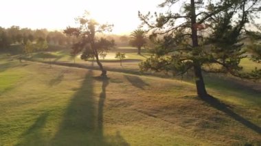 Güneşli bir günde golf sahasında golf oynayan iki farklı erkek golfçü. sağlıklı ve aktif zaman.