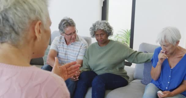 Senior Diverse People Meeting Talking Retirement Home Healthy Active Retirement — Αρχείο Βίντεο