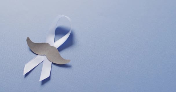 Video Paper Moustache Pale Blue Prostate Cancer Ribbon Pale Blue — Stockvideo