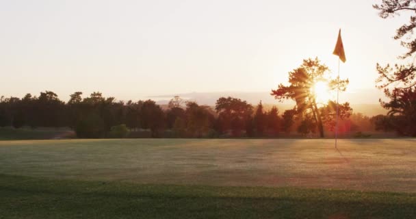 Vídeo Campo Golfe Verão Pôr Sol Paisagem Verão Esporte Jogar — Vídeo de Stock