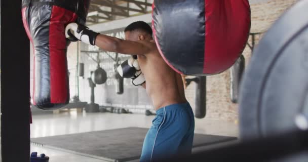 Video Boxeo Afroamericano Forma Gimnasio Estilo Vida Activo Forma Deportivo — Vídeo de stock