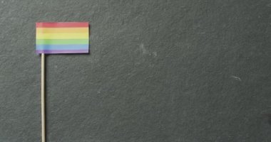 Beyaz arka planda duran gökkuşağı bayrağının videosu. Gay gururu, lgbt hakları ve azınlık konseptini destekleme.
